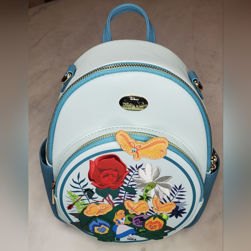 Disney Loungefly Alice in Wonderland Singing Flowers Mini Backpack